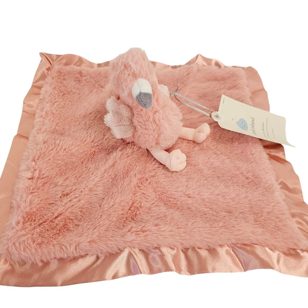 Cloud Island Pink Flamingo Security Blanket Lovey Plush Satin Trim 14x14